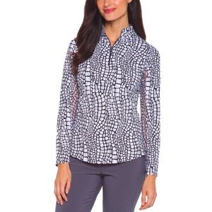 EUC - Ibkül - CARIE BLACK Long Sleeve Mock Golf Shirt - Size L